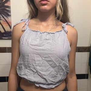 Brandy Melville Light Blue Striped Crop Top